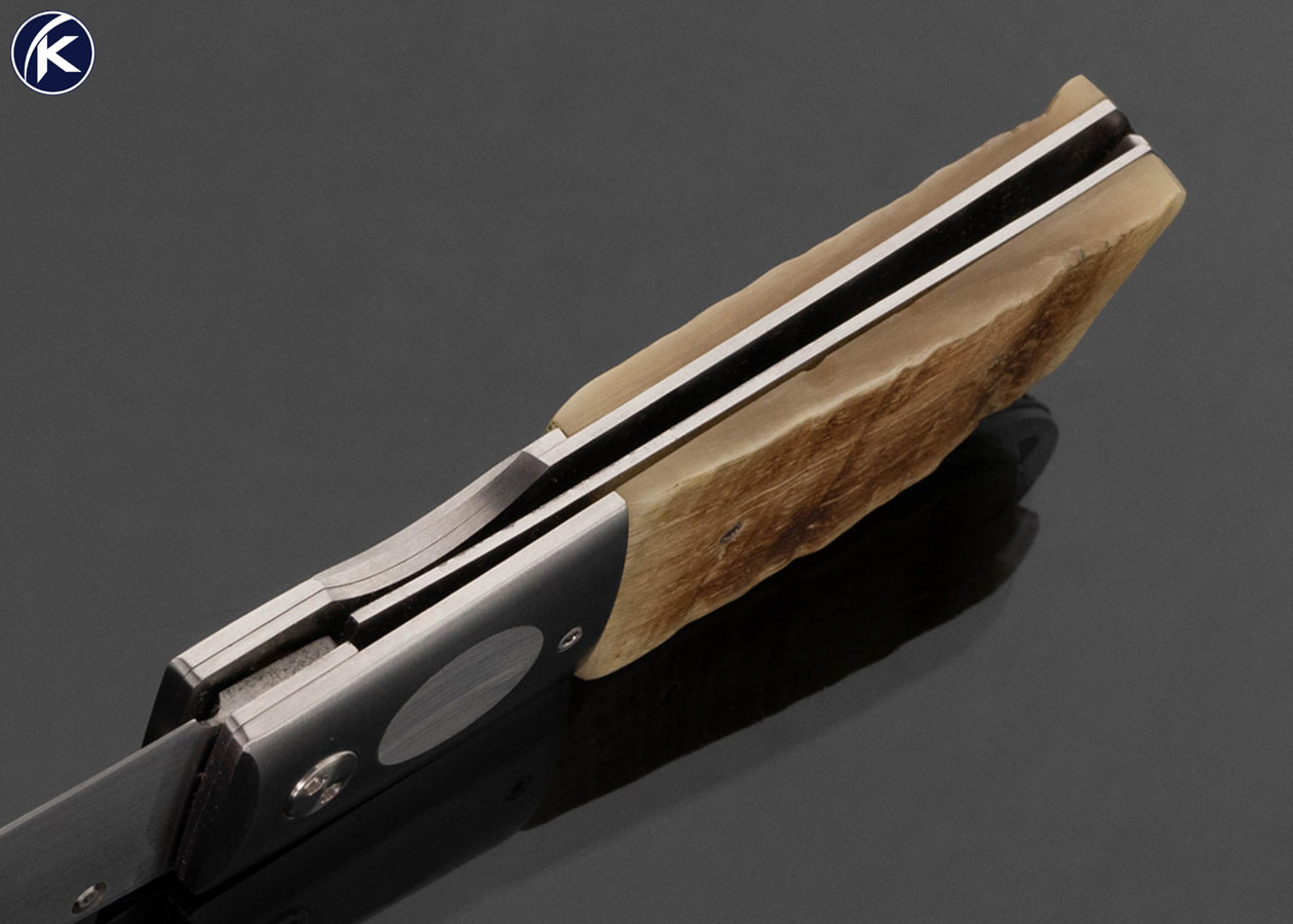 Frank Centofante Custom Knife Sheep's Horn Drop Point Linerlock Stamped "021" On Back Spring - Image 5