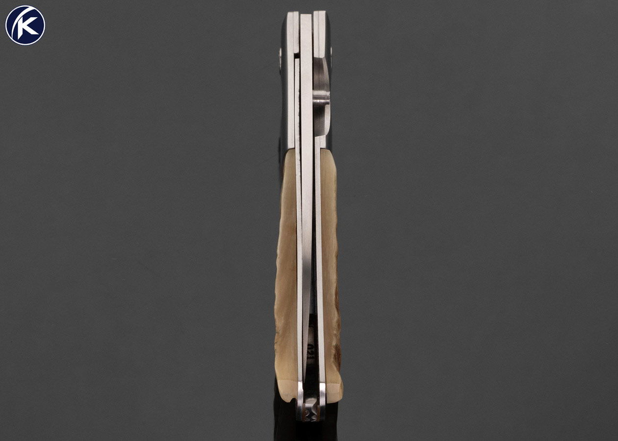 Frank Centofante Custom Knife Sheep's Horn Drop Point Linerlock Stamped "021" On Back Spring 17807