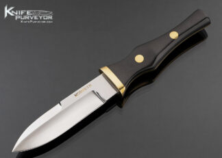 Harry Morseth Custom Knife Black Micarta Boot Knife Brass Wrapped Spine with Sheath