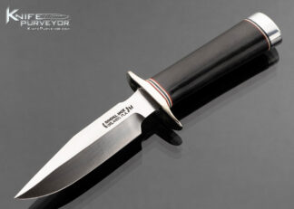 Randall-Knives-Custom-Knife-Miniature-Model-1-Black-Micarta-and-Duralumin-Pommel-Complete-with-Leather-Sheath-17889