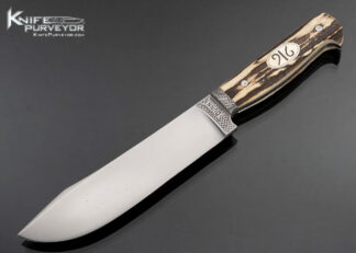 Steve Dunn Custom Knife Engraved Bolsters with Stag and Engraved Double Escutcheon