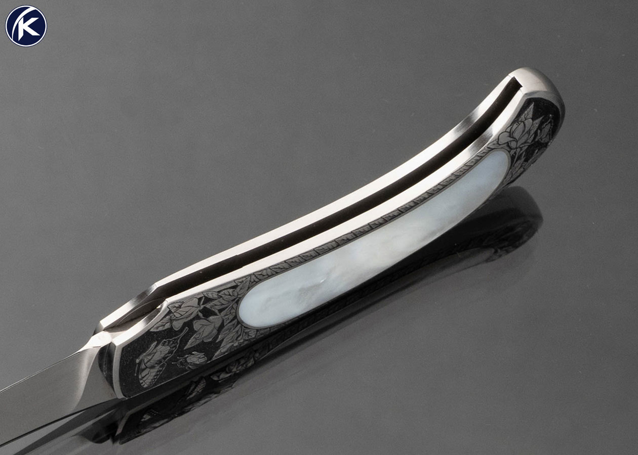 Steve-Hoel-Custom-Knife-Engraved-by-Michael-Collins-Mother-of-Pearl-Interframe-Lockback-17867