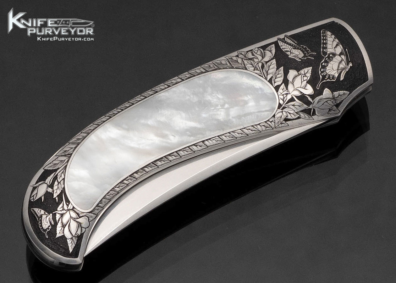 Steve-Hoel-Custom-Knife-Engraved-by-Michael-Collins-Mother-of-Pearl-Interframe-Lockback-17867