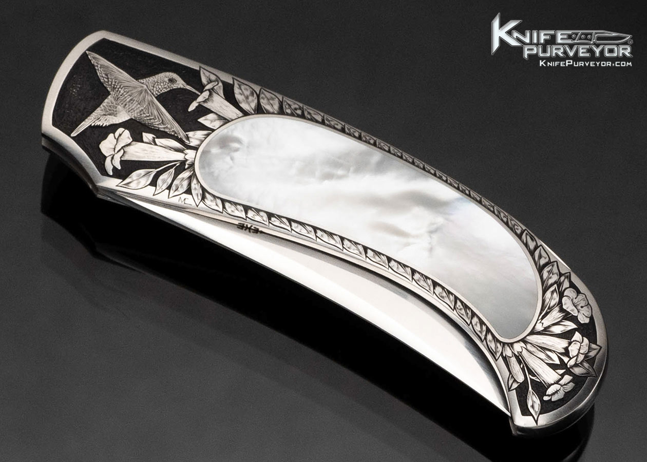 Steve-Hoel-Custom-Knife-Engraved-by-Michael-Collins-Mother-of-Pearl-Interframe-Lockback-17867