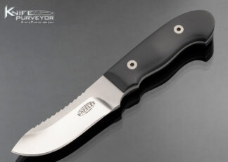 Vaughn Neeley Custom Knife Black Micarta Serrated Skinner Survival Fixed Blade with Leather Sheath
