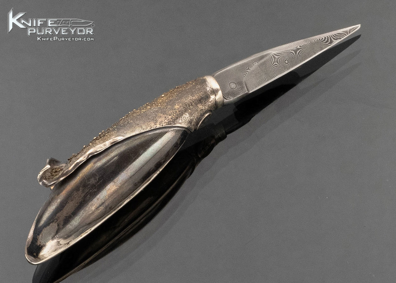 Chantal Gilbert Custom Knife Friedrich Schneider Inox Damascus and Silver Insect Art Knife