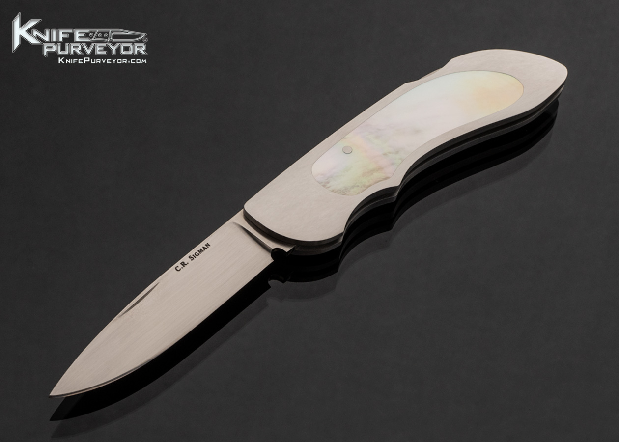 Corbet Sigman Custom Knife Gold LIp Pearl Interframe Lockback 17587