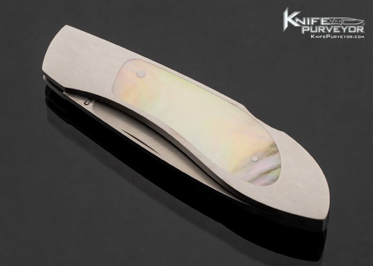 Corbet Sigman Custom Knife Gold Lip Pearl Interframe Lockback - Image 2