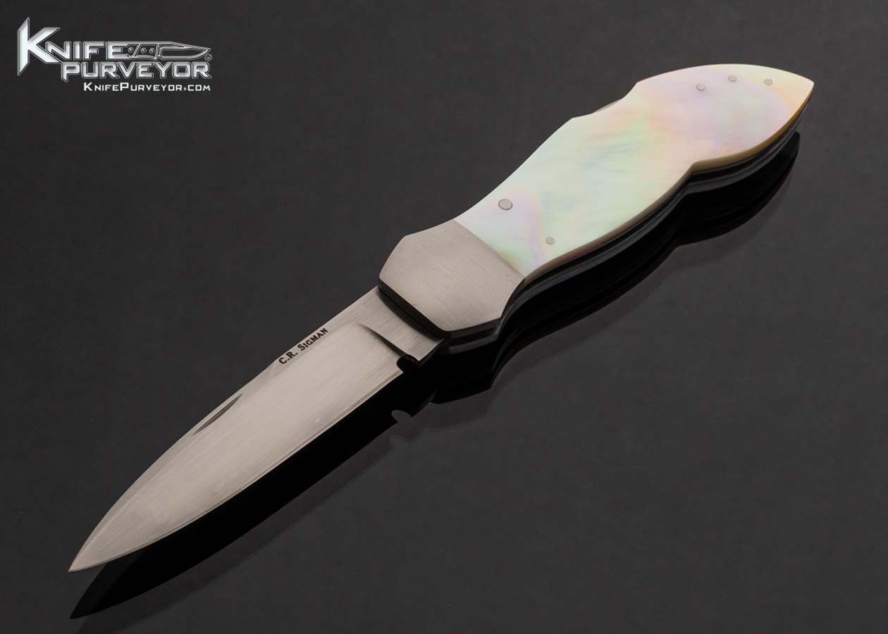 Corbet Sigman Custom Knife White Pearl Lockback Folder Boot 17590