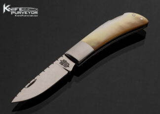 Doc Hagen Custom Knife Stainless Steel Bolsters and Gold Lip Pearl Lockback #573 17639