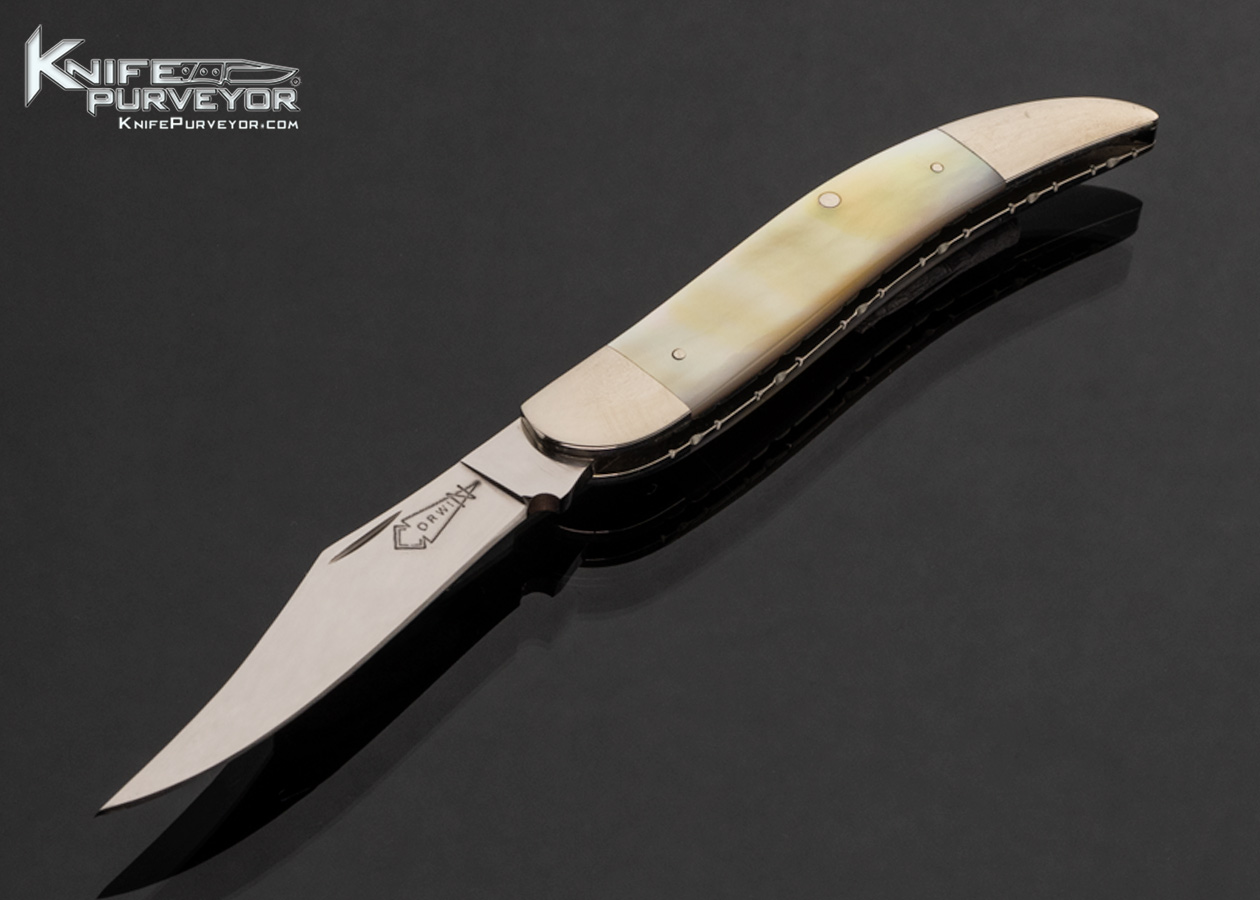 Don Corwin Custom Knife "Toothpick" Nickel Silver and Gold Lip Pearl with Half Stop Slip Joint 17603