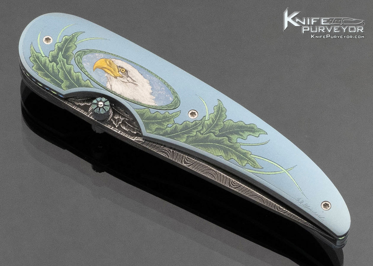 Gary-Blanchard-Custom-Knife-Sole-Authorship-Engraved-Bald-Eagle-Covert-Escutcheon-Button-Lock-Folder-with-Devin-Thomas-Damascus-Blade-17954