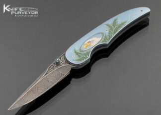 Gary-Blanchard-Custom-Knife-Sole-Authorship-Engraved-Bald-Eagle-Covert-Escutcheon-Button-Lock-Folder-with-Devin-Thomas-Damascus-Blade-17954