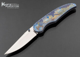 Gary Blanchard Custom Knife Sole Authorship Engraved "Coral Reef Fish" Differentially Anodized Titanium Covert Button Lock