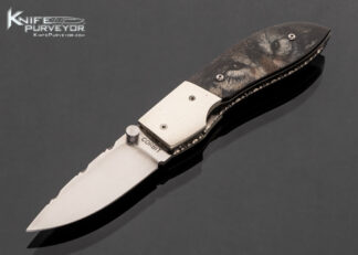 Jerry Corbit Custom Knife Buffalo Horn Scrimshawed by Gary Williams "Garbo" Linerlock 17556