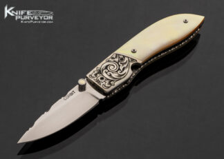 Jerry Corbit Custom Knife Gold Lip Pearl Linerlock Engraved by Billy Bates 17581
