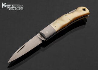 Jess Horn Custom Knife Small Gold Lip Pearl Lockback #057 17560