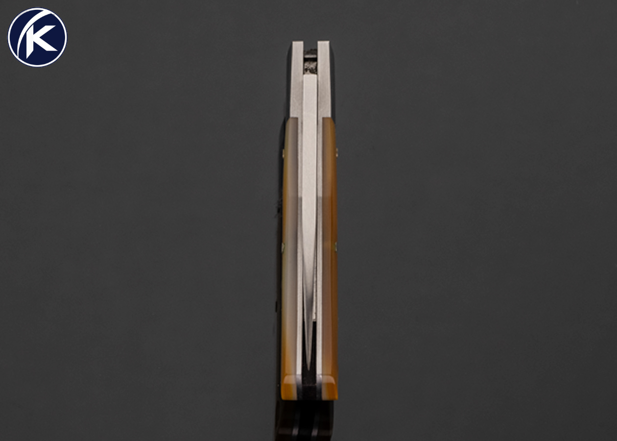 Jess Horn Custom Knife Small Gold Lip Pearl Lockback #057 17560