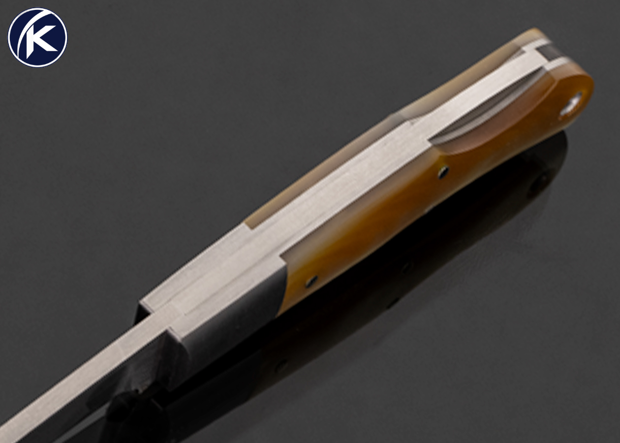 Jess Horn Custom Knife Small Gold Lip Pearl Lockback #057 - Image 4