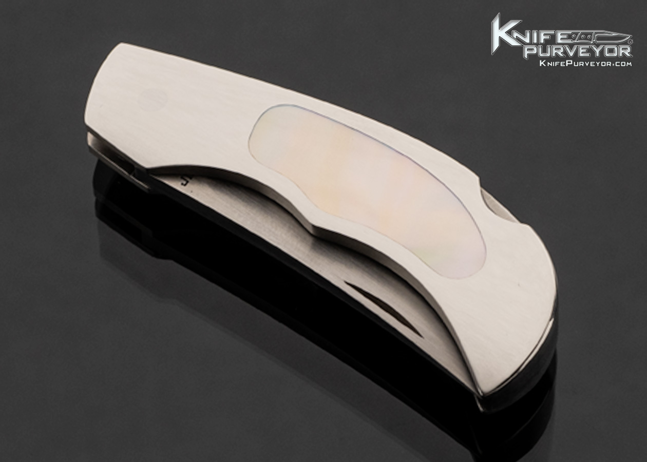 Jim Martin Custom Knife Gold Lip Pearl Interframe Lockback - Image 2