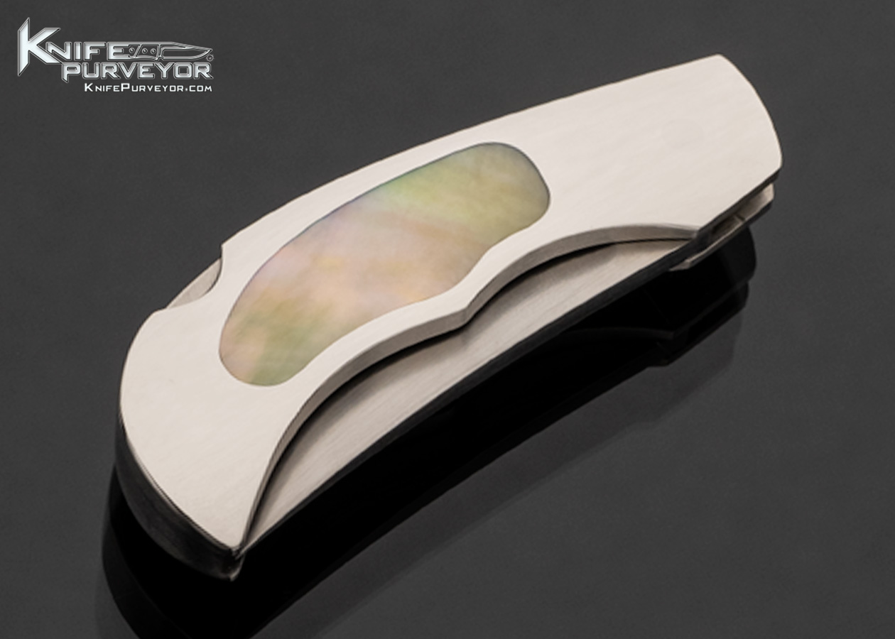 Jim Martin Custom Knife Gold Lip Pearl Interframe Lockback - Image 4