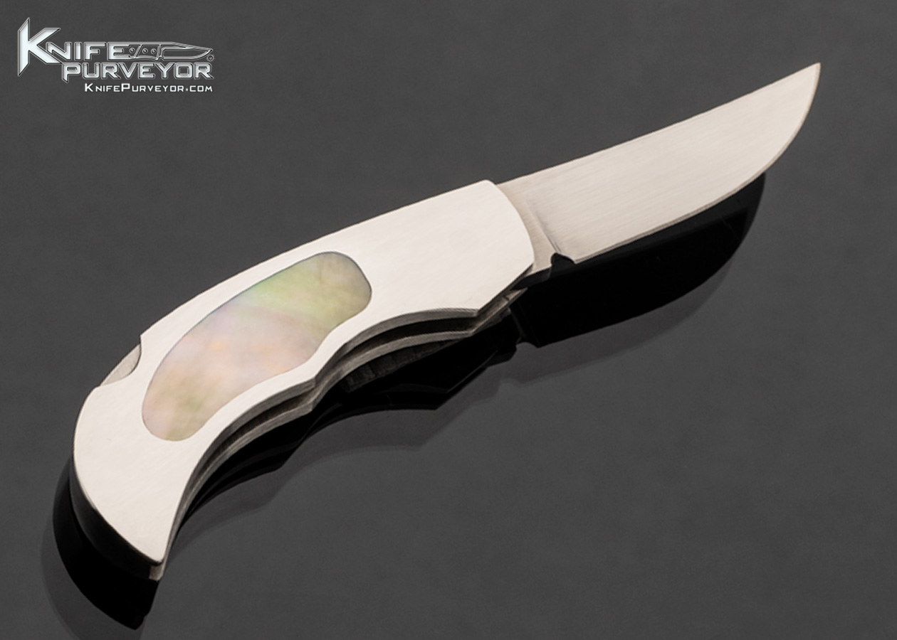 Jim Martin Custom Knife Gold Lip Pearl Interframe Lockback - Image 3
