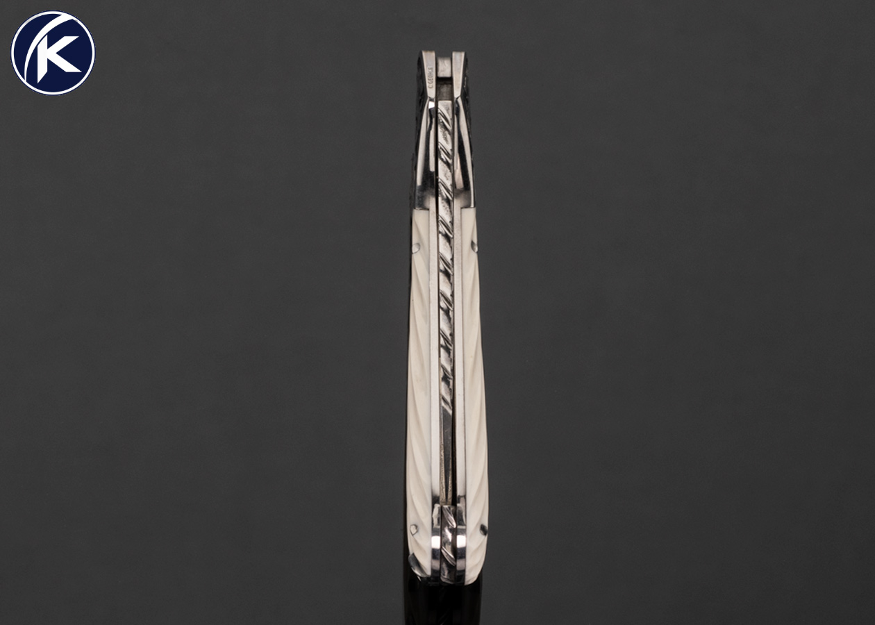 Joe Kious Custom Knife Fluted Mammoth with Toothpick and Engraved by Christy George Lockback 17593