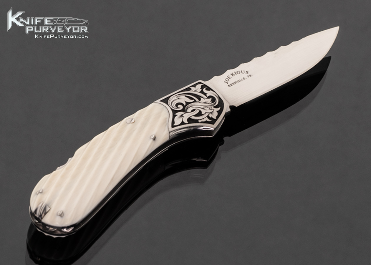 Joe Kious Custom Knife Fluted Mammoth with Toothpick and Engraved by Christy George Lockback - Image 3