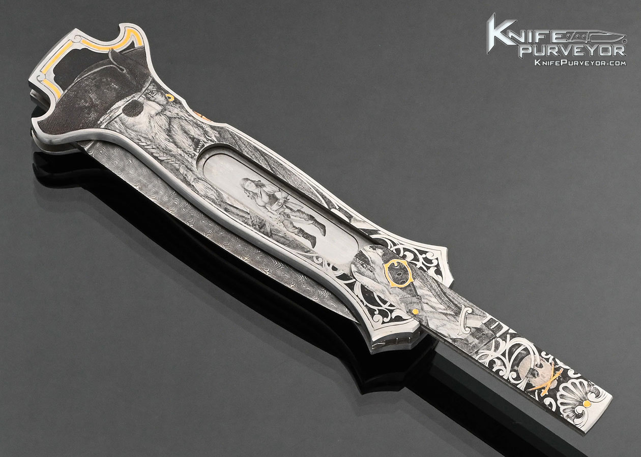 Joe Kious Custom Knife Lee Griffiths Engraved Double Pocket Locket Automatic Lockback