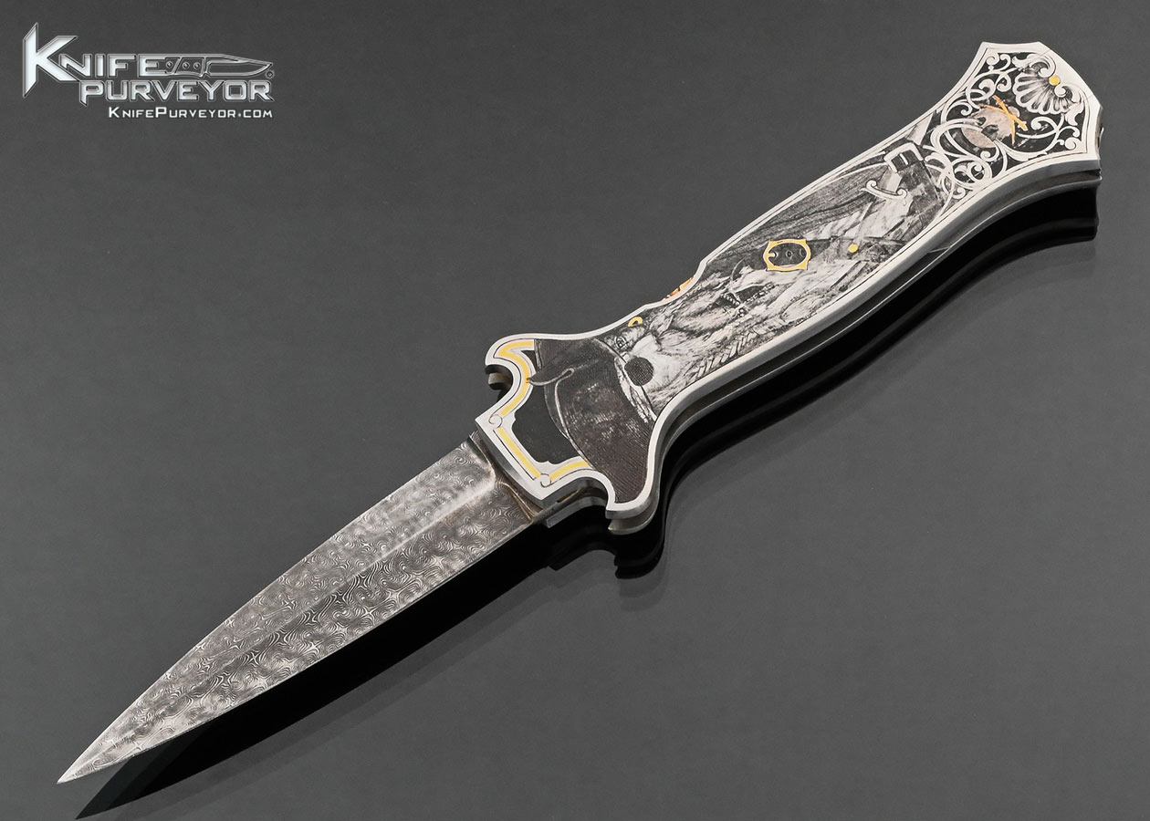 Joe Kious Custom Knife Lee Griffiths Engraved Double Pocket Locket Automatic Lockback