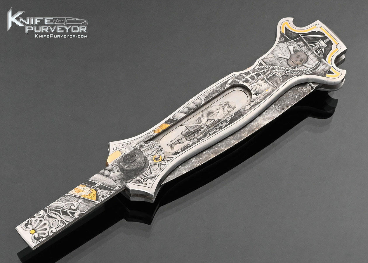 Joe Kious Custom Knife Lee Griffiths Engraved Double Pocket Locket Automatic Lockback
