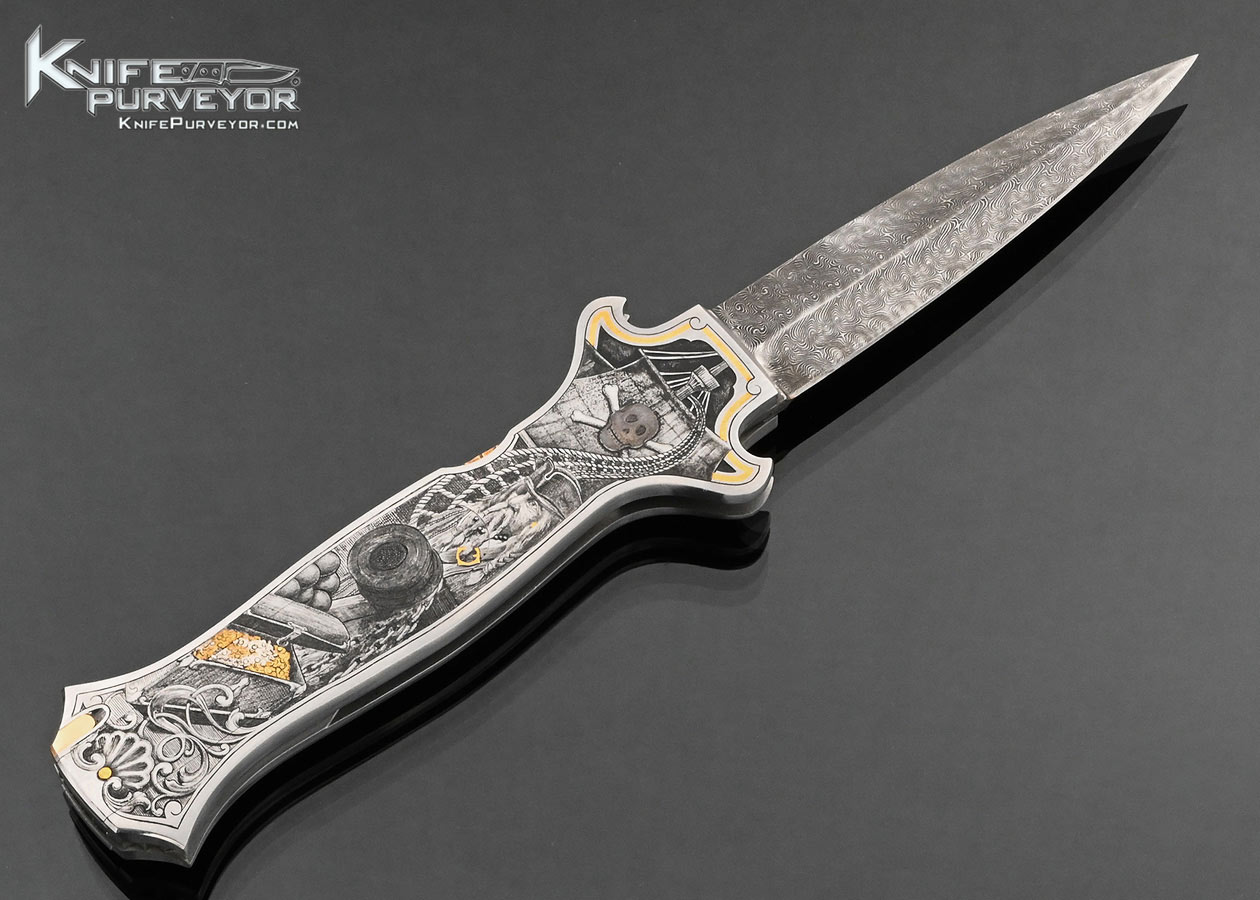 Joe Kious Custom Knife Lee Griffiths Engraved Double Pocket Locket Automatic Lockback
