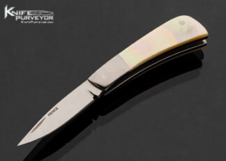 Joe Prince Custom Knife Gold Lip Pearl Slipjoint with Half Stop 17543