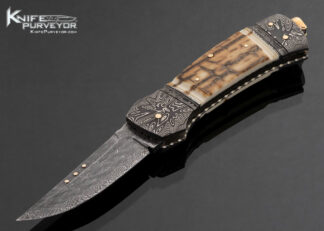 Kaj Embretsen Custom Knife Sole Authorship Damascus & Fluted Mammoth Lockback
