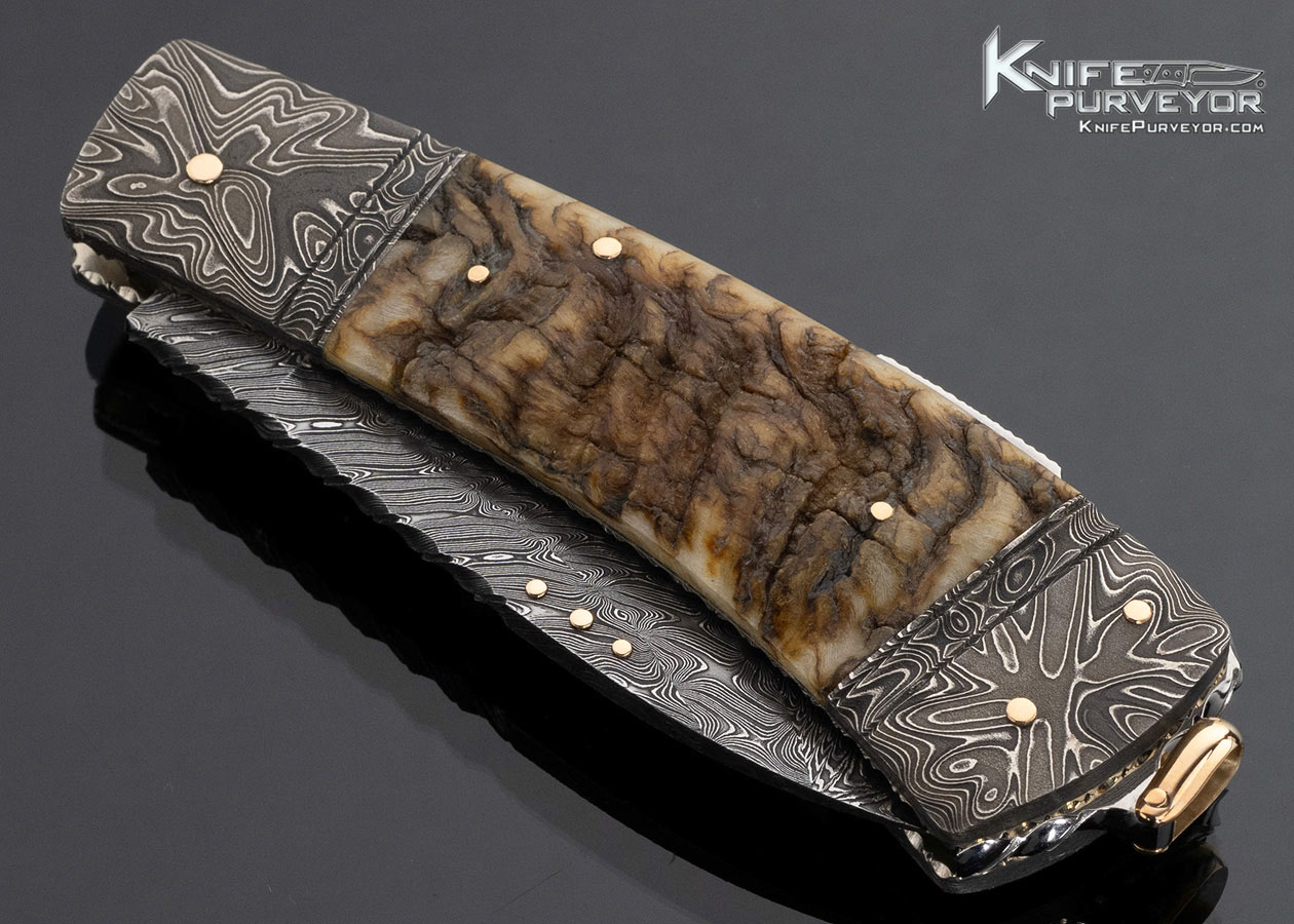 Kaj Embretsen Custom Knife Sole Authorship Damascus & Ram's Horn Lockback