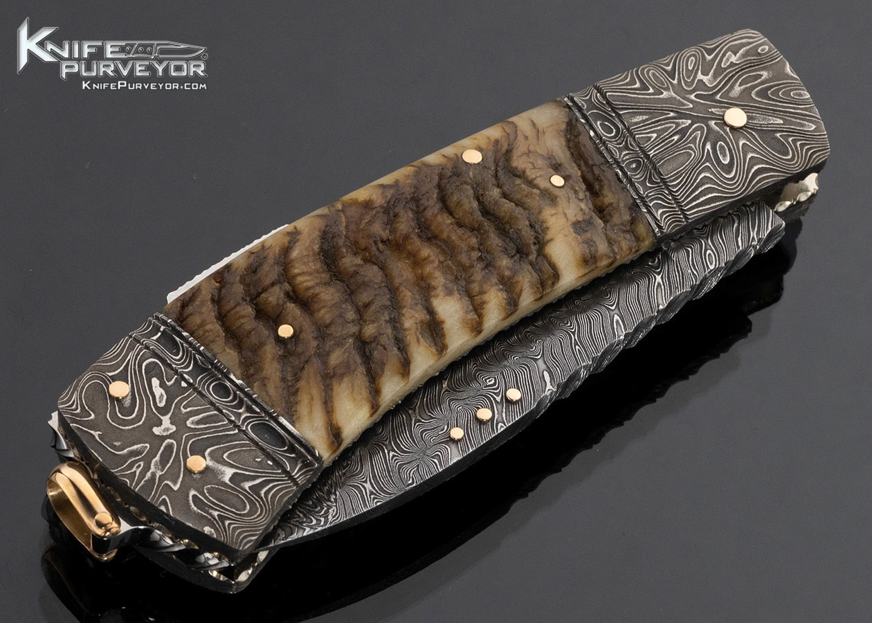Kaj Embretsen Custom Knife Sole Authorship Damascus & Ram's Horn Lockback