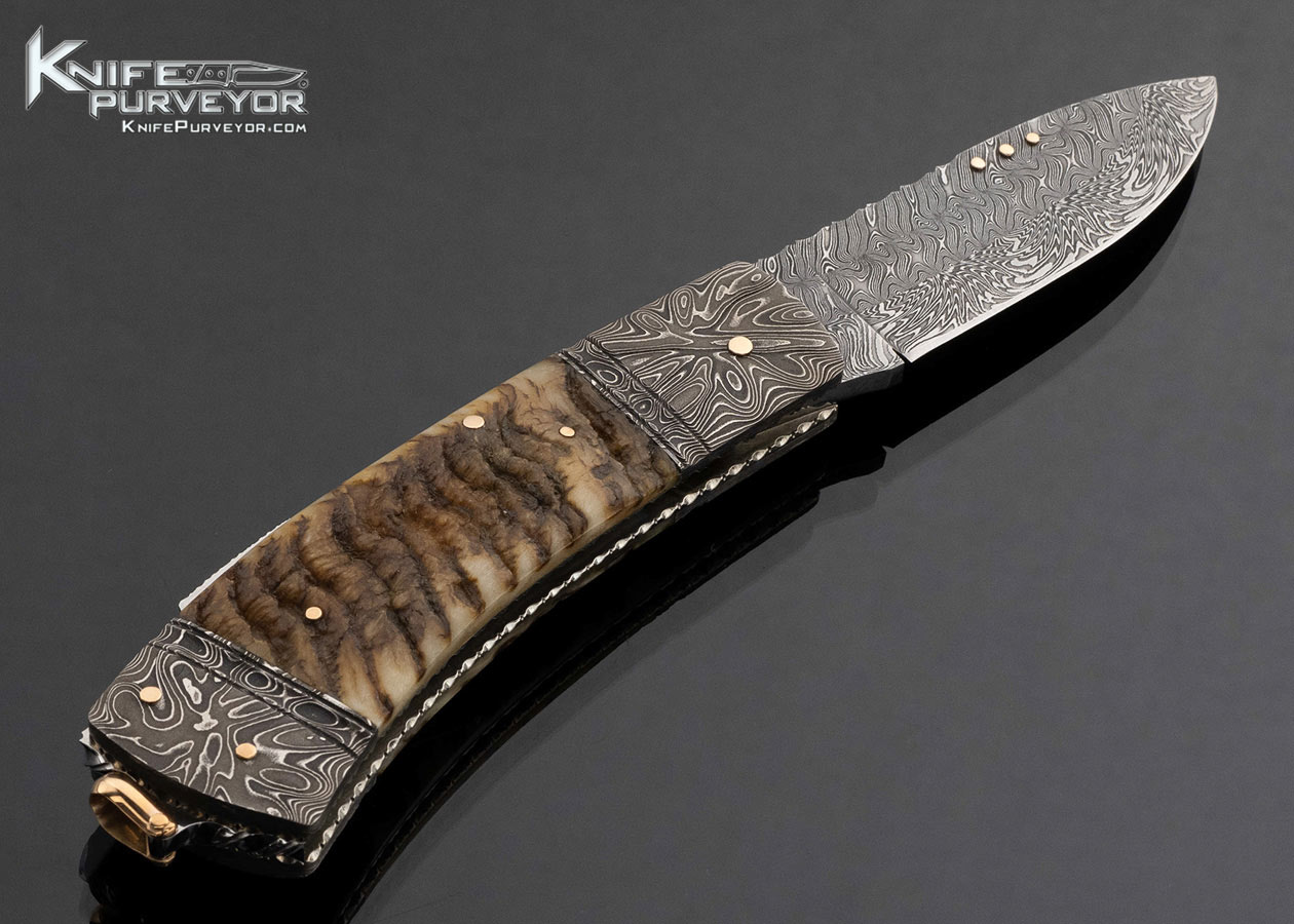 Kaj Embretsen Custom Knife Sole Authorship Damascus & Ram's Horn Lockback