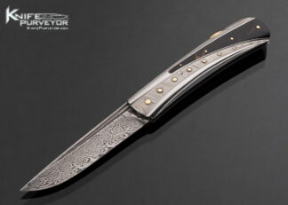 Ken Steigerwalt Fluted Damasteel and Amber with 18kt Gold Inlays Lockback