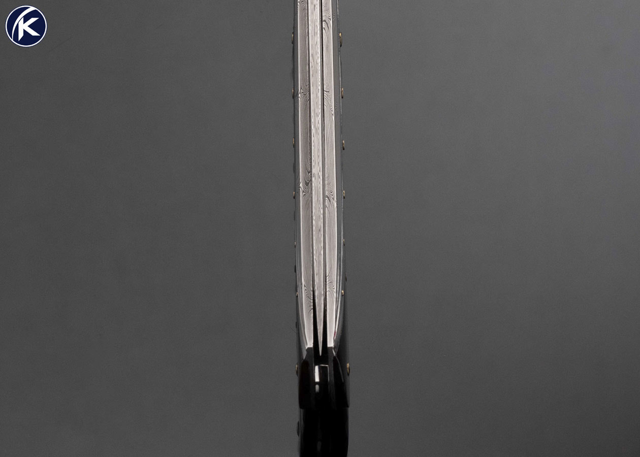 Ken Steigerwalt Fluted Damasteel and Amber with 18kt Gold Inlays Lockback