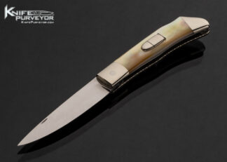 Lloyd Hale Custom Knife Nickel Silver with Gold Lip Pearl and Bullet Escutcheon Lockback 17650