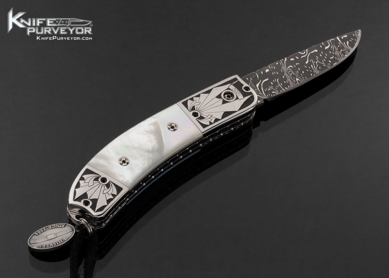 Mike Whiskers Allen Custom Knife "25th Anniversary" Engraved Bolsters and Mother of Pearl #1 of 25 Made in 2009 Scale Release