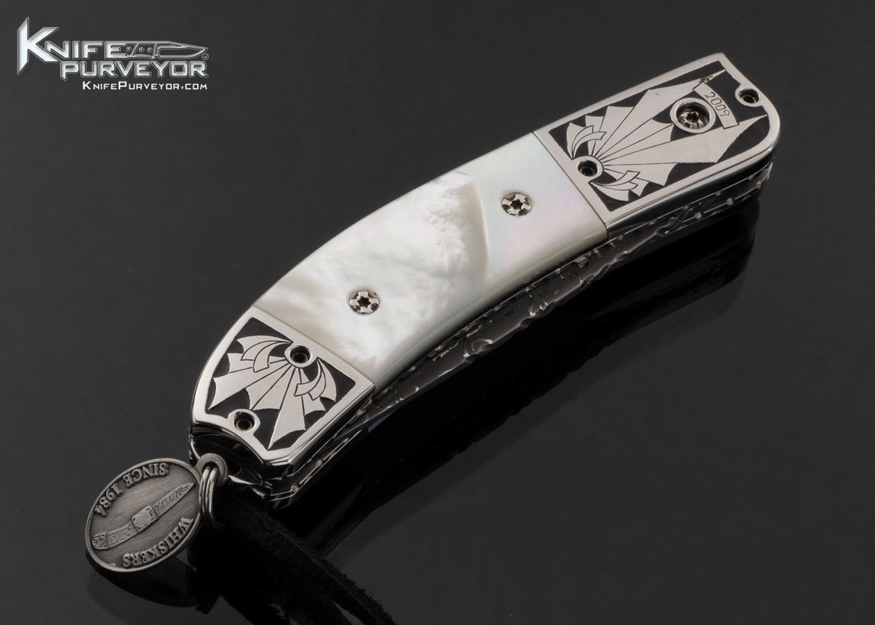 Mike Whiskers Allen Custom Knife "25th Anniversary" Engraved Bolsters and Mother of Pearl #1 of 25 Made in 2009 Scale Release