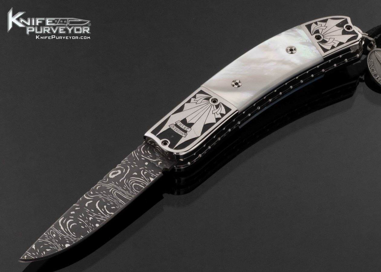 Mike Whiskers Allen Custom Knife "25th Anniversary" Engraved Bolsters and Mother of Pearl #1 of 25 Made in 2009 Scale Release