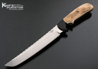 Melvin Gurganus Custom Knife Black Micarta and Mammoth Tanto Fixed Blade Scrimshawed by Gary Williams "Garbo" 17697
