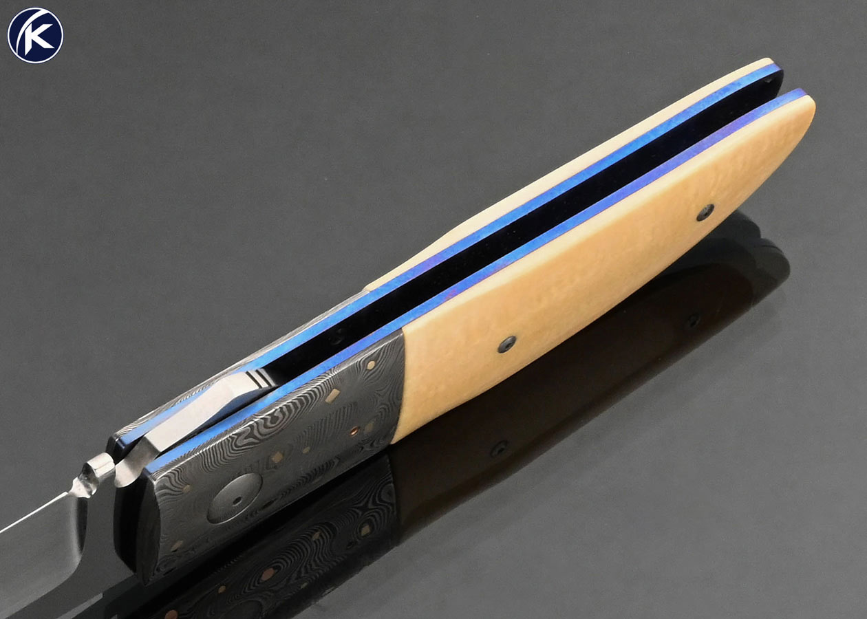 Michael-Walker-Custom-Knife-Damasteel-with-24Kt-Gold-Inlays-and-Mammoth-Trapdoor-Lock-Folder-17973