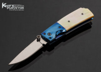 Mike Whiskers Allen Custom Knife Anodized Titanium with Gold Lip Pearl Linerlock 17605