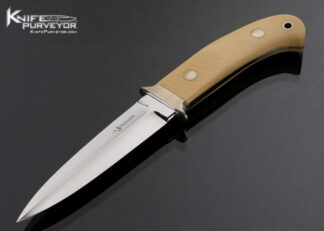 S.R. Johnson Custom Knife Vintage Micarta and Nickel Silver Bird's Beak Boot Knife with Leather Sheath