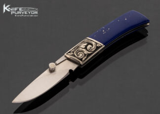 Tim Britton Custom Knife Blue Lapis Lockblade Engraved by Ben Shostle 17570