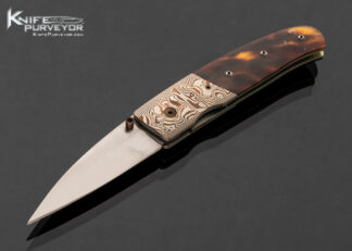 W.D. Pease Custom Knife Mokume and Amber Shell Linerlock 17634
