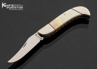 Wally Watts Custom Knife A30 Nickel Silver and Gold Lip Pearl Half Stop Slipjoint 17538